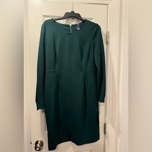 Tommy Hilfiger Dark Green long sleeves midi dress. Gold back zipper, no slit.